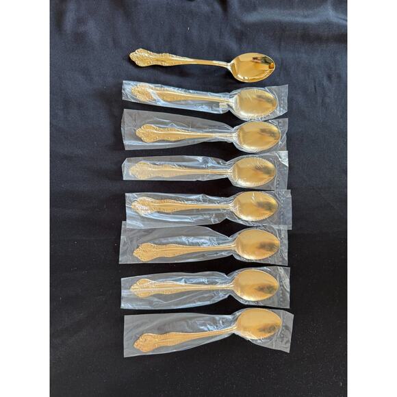 Vtg Stanley Roberts Flatware Golden Dynasty Gold Electroplate 54 PC Svc 8 MINT - Picture 10 of 14